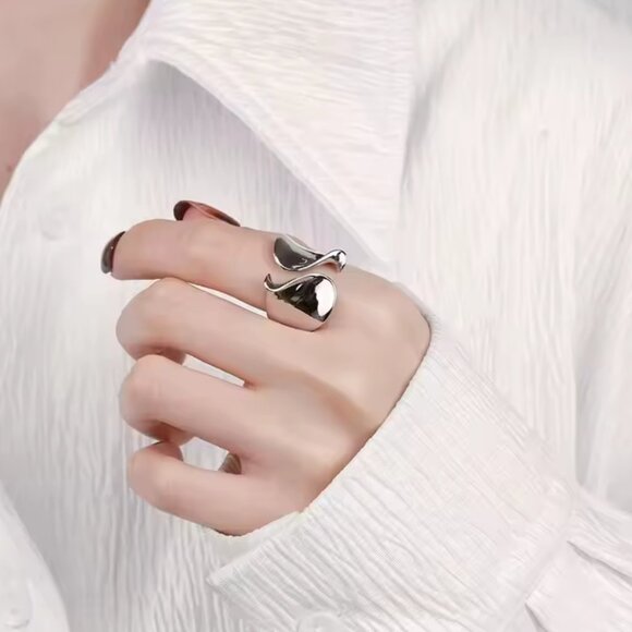 925 Sterling Open Front Twist and Swirl Adjustable Ring #1542 - Picture 5 of 5